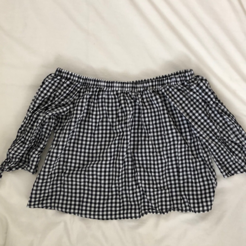 Off the shoulder gingham top